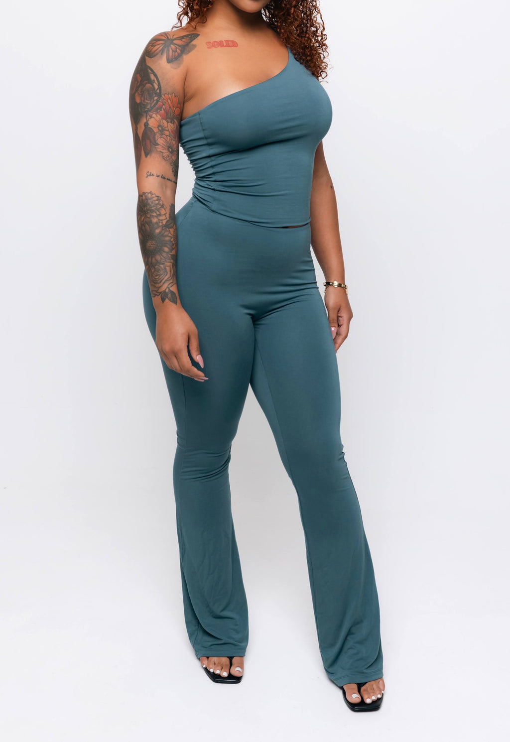 One shoulder matching set